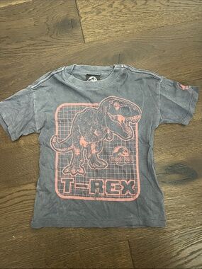 Cotton On Kids T‑Rex Graphic Tee - Blue with Coral Print